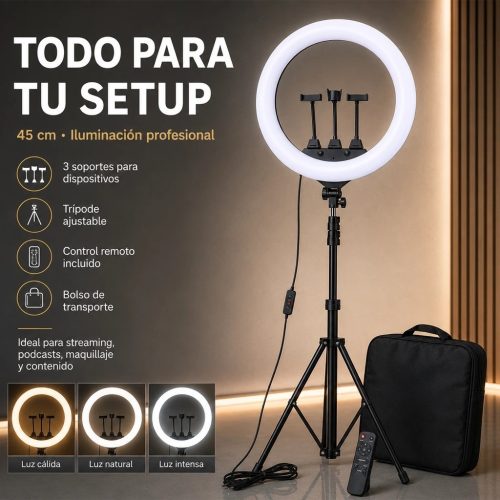 Aro de Luz (45 cm) + Tripode Aro de Luz 45cm + Trípode
