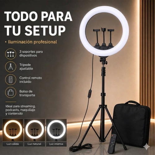 Aro de Luz (55 cm) + Tripode Aro de Luz 55cm + Trípode