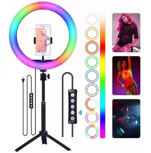 Aro de Luz RGB (26 cm) + Tripode para selfie Aro de Luz RGB 26cm + Trípode