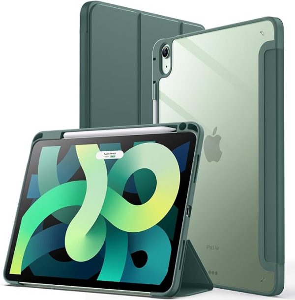 Forro Smart Case Transparente con espacio para Lápiz para iPad 10 Generación verde militar 3 Case Transparente con espacio para Lápiz para iPad A16 y iPad 10 Generación