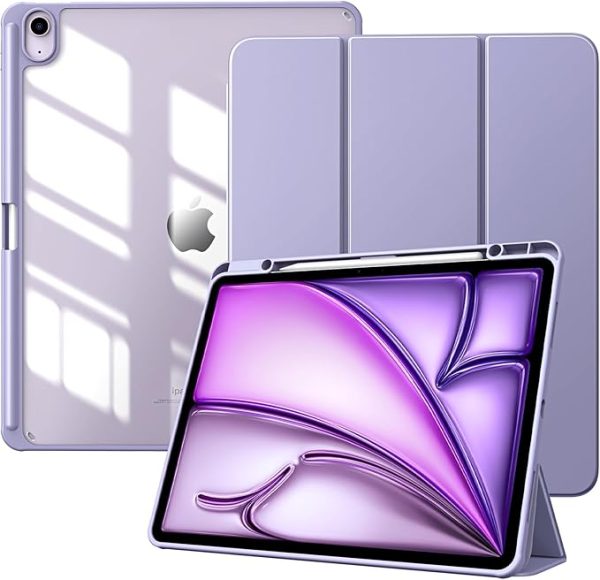 Forro Smart Case Transparente para iPad AIR de 13 M2 con Espacio para Lápiz Lila Case Transparente con espacio para Lápiz para iPad Air 13
