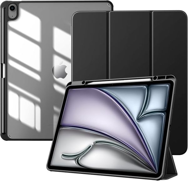 Forro Smart Case Transparente para iPad AIR de 13 M2 con Espacio para Lápiz Negro Case Transparente con espacio para Lápiz para iPad Air 13