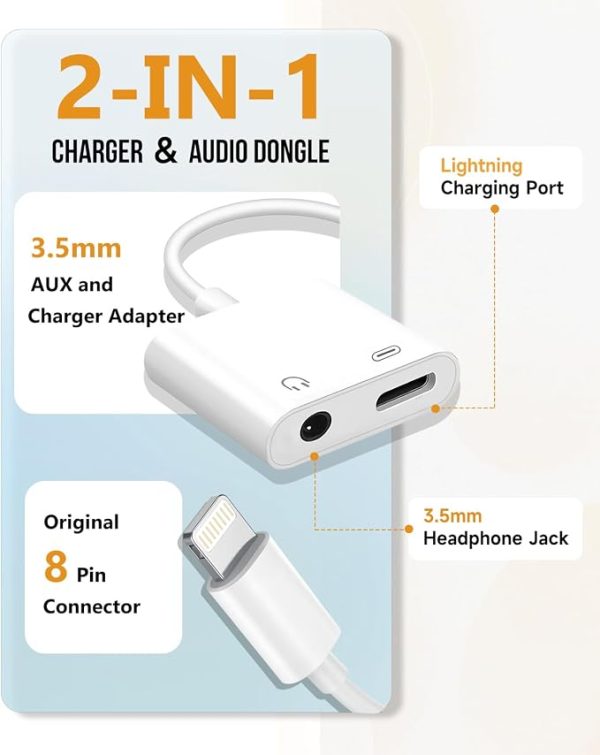 Adaptador Lightning a Lightning Cargador + Jack 3.5MM