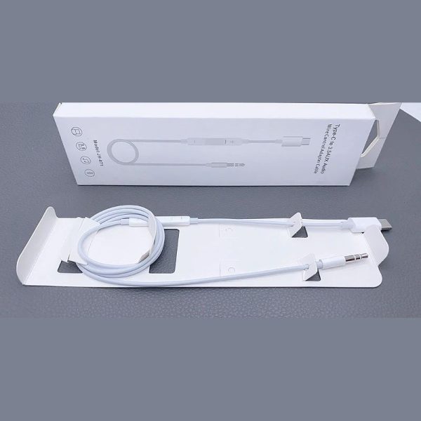 Adaptador Tipo C a 3.5mm Audio Auxiliar Con Control 3 Cable Auxiliar Tipo C con control de Volumen